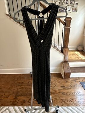 Free People Black Striped Sleeveless Maxi Dress